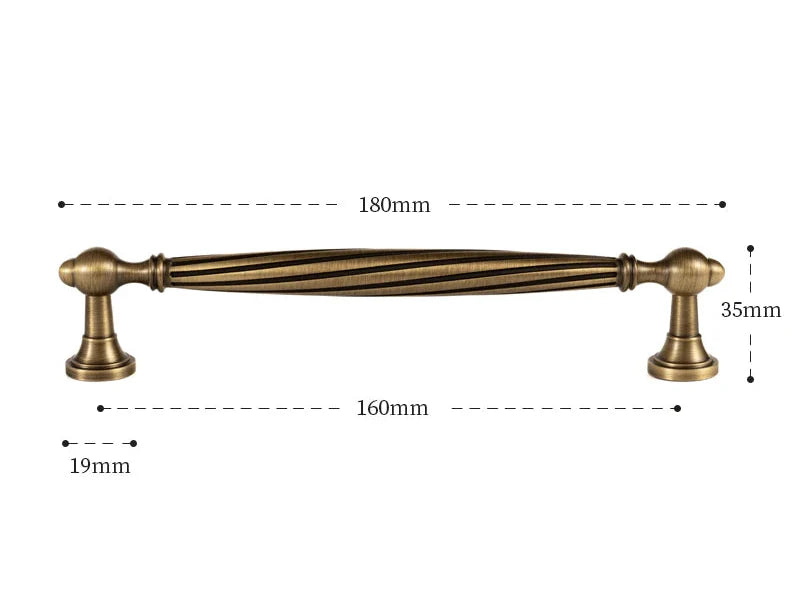 Poignée de Meuble Torsadée en Laiton, Effet Bronze