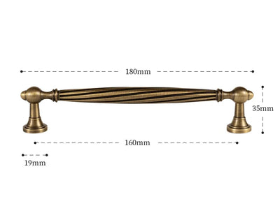 Poignée de Meuble Torsadée en Laiton, Effet Bronze