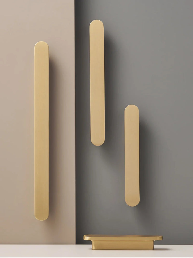 Poignée de Meuble Ultra Plate en Laiton Or Brossé, Entraxe 64 à 192 mm