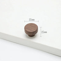 Poignée de Meuble en Bois Couleur Noyer, Barre Ovale et Bouton Rond, vue 2