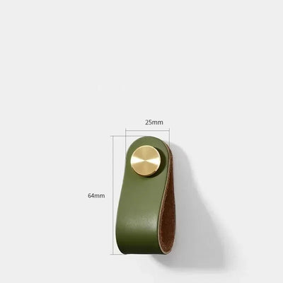 Poignées de Meubles Colorées en Cuir et Laiton pour Tiroirs