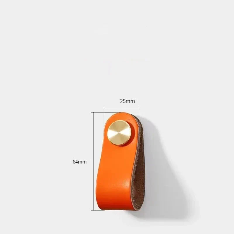 Poignée de Meuble en Cuir Coloré et Laiton, 13 Coloris, vue 9