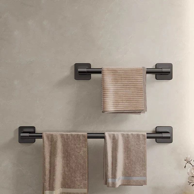 Porte-Serviettes en Aluminium, Noir Titane, Adhésif, 30-50 cm
