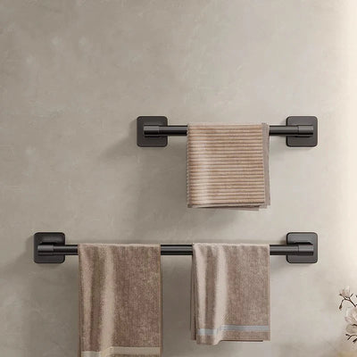 Porte-Serviettes en Aluminium, Noir Titane, Adhésif, 30-50 cm