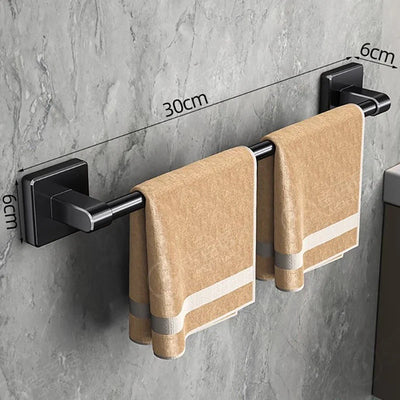 Porte-Serviettes en Aluminium, Noir Titane, Adhésif, 30-50 cm