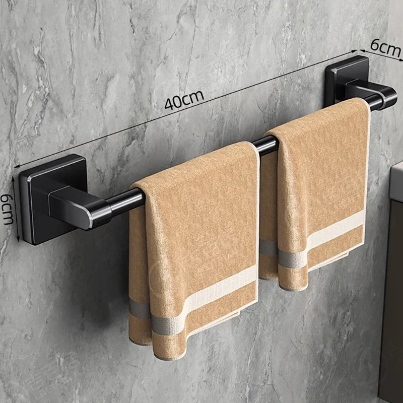 Porte-Serviettes en Aluminium, Noir Titane, Adhésif, 30-50 cm