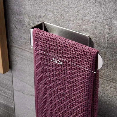 Porte-Serviette Design Gris Inox, Adhésif Mural pour Salle de Bain