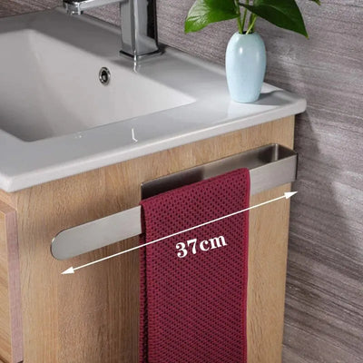 Porte-Serviette Design Gris Inox, Adhésif Mural pour Salle de Bain