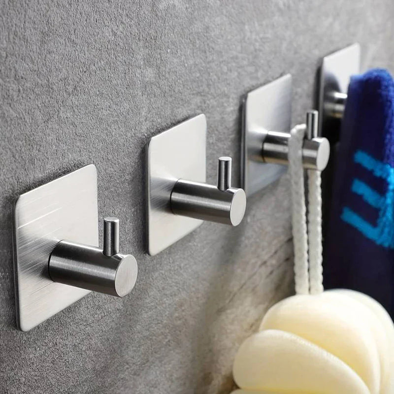 Porte-Serviettes Mural Adhésif en Aluminium, Design Gris Inox