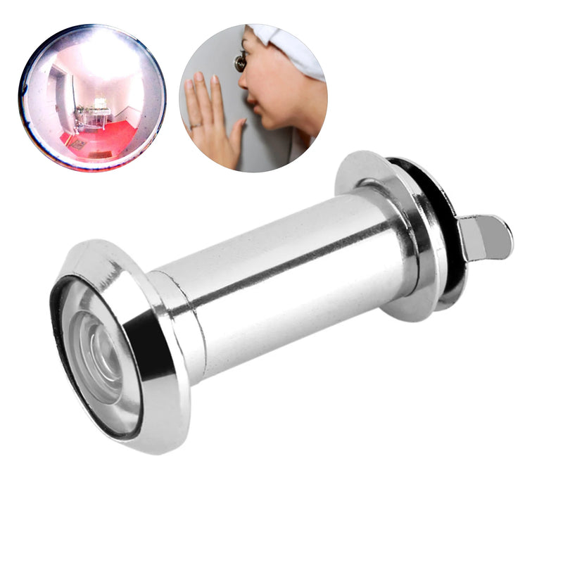 Judas de Porte Chromé Grand Angle 220°, Perçage 14 mm, Porte 35-55 mm