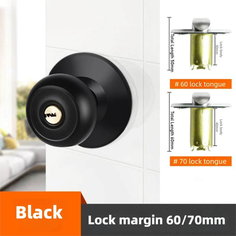 Bouton de Porte Rond à Clé avec Serrure à Pêne, 6 Finitions, vue 7