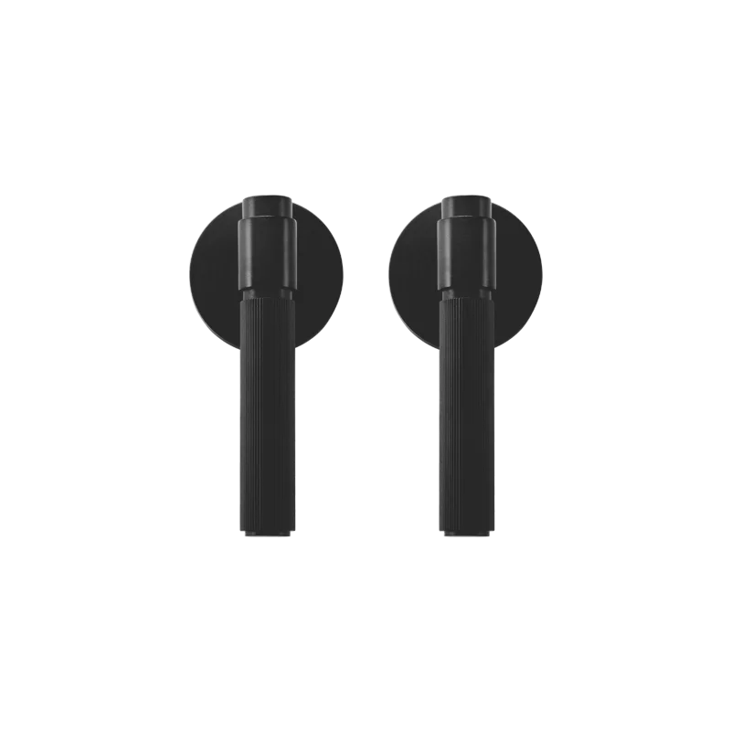 Poignée de porte noire rainurée en laiton massif – Design vertical minimaliste – Lot de 2 poignées