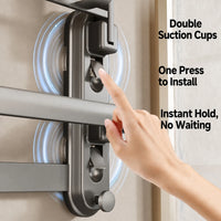 Porte-Serviettes Mural Pliable à Ventouses, Étagère et Barre, Aluminium Gris, 40 à 60 cm, vue 4