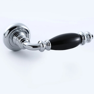 poignée de porte porcelaine noire chromée – modèle intérieur vintage silencieux
