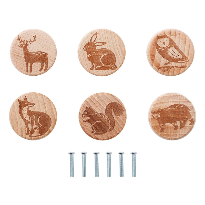 Bouton de Meuble en Hêtre Gravé pour Chambre d'Enfant, Lot de 6, vue 12
