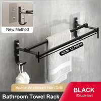 Porte-Serviettes Double Barre en Aluminium sans Perçage, 40 ou 50 cm, vue 9