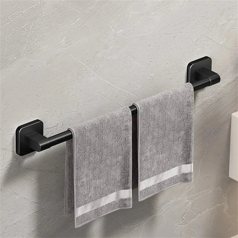 Porte-Serviettes Mural Sans Perçage en Aluminium Noir, Barre de 50 cm, vue 2
