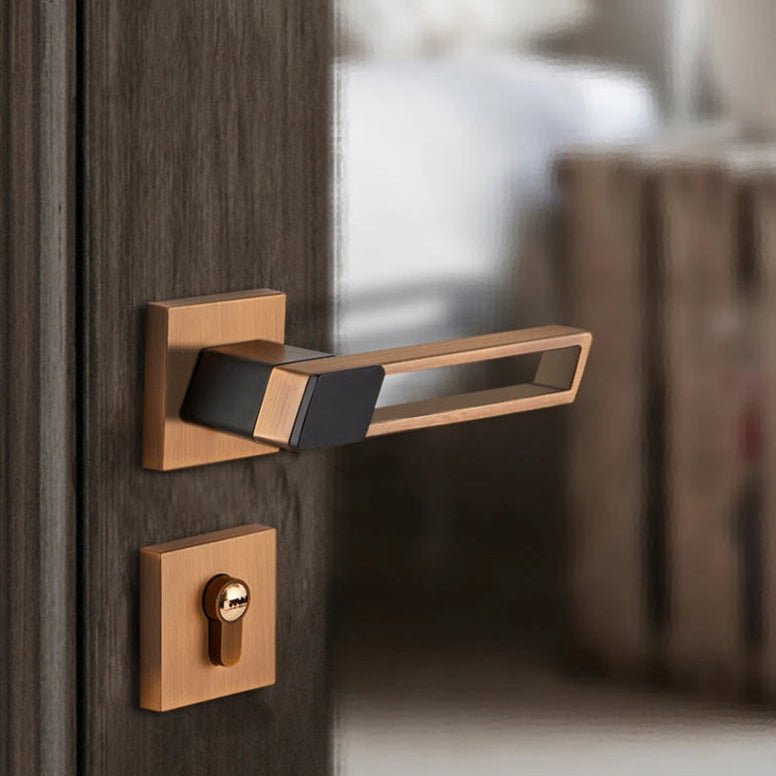 Poignée de Porte Moderne – Finition Patine Dorée et Noir Mat K3