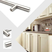 Poignée de Meuble Barre en T en Inox Argent, Entraxe 64 à 320 mm, vue 3