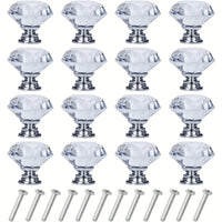 Bouton de Meuble Diamant Transparent, Base Chromée, Lot de 10 ou 20, vue 2