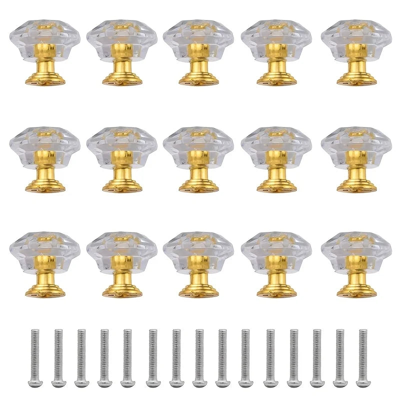 Bouton de Meuble Transparent à Facettes, Lot de 15, Argent ou Doré, vue 6