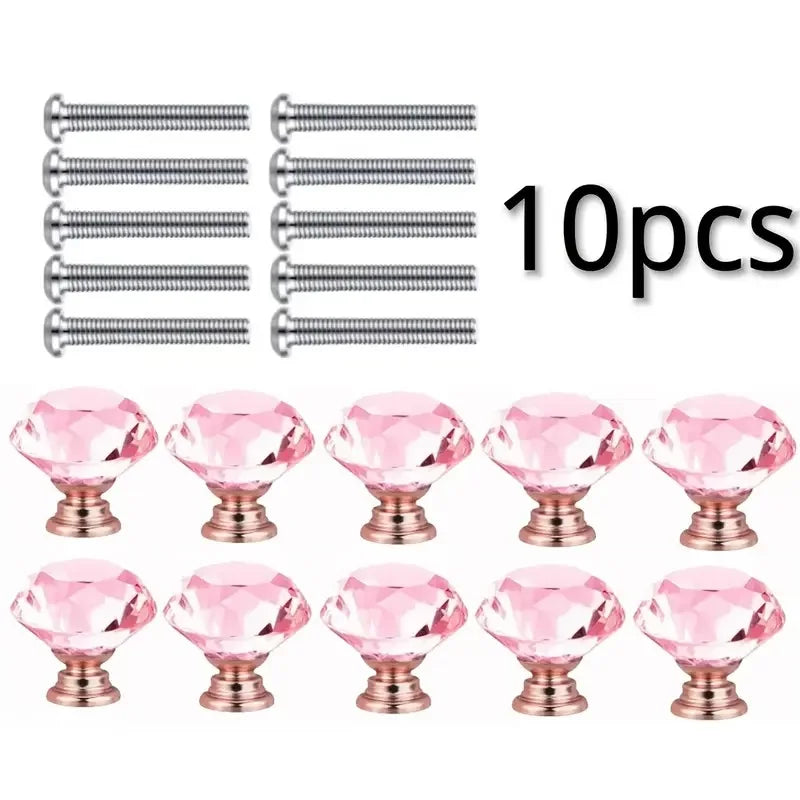 Bouton de Meuble Diamant en Cristal Rose 30 mm, Lot de 5 ou 10, vue 8