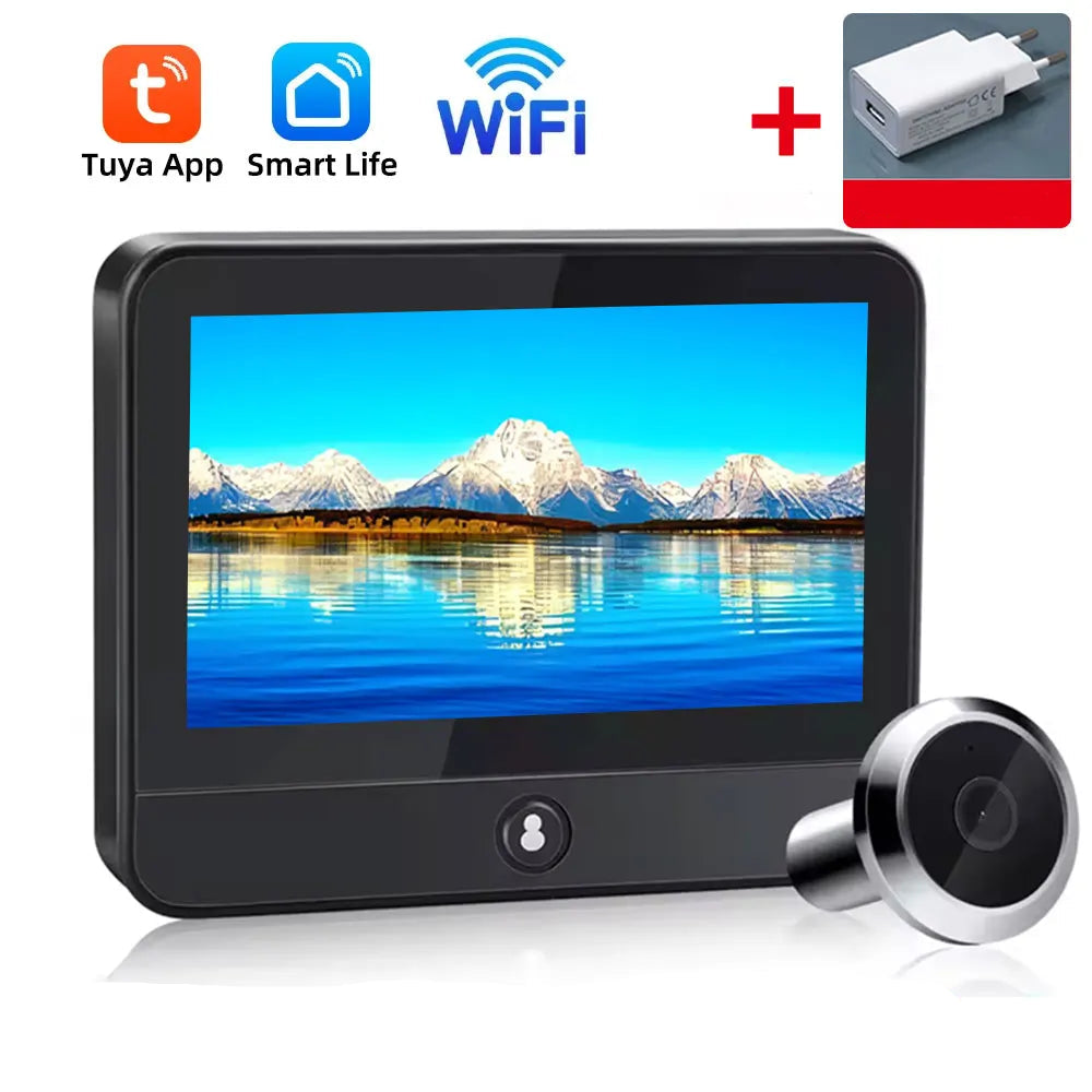 Judas numérique Wi-Fi 1080P – Radar de présence, écran 4.3", vision nocturne, Tuya Smart