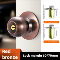 Bouton de Porte Rond à Clé avec Serrure à Pêne, 6 Finitions, vue 12