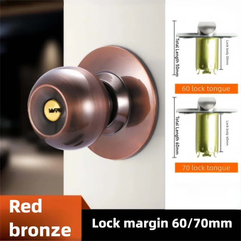 Bouton de Porte Rond à Clé avec Serrure à Pêne, 6 Finitions, vue 12