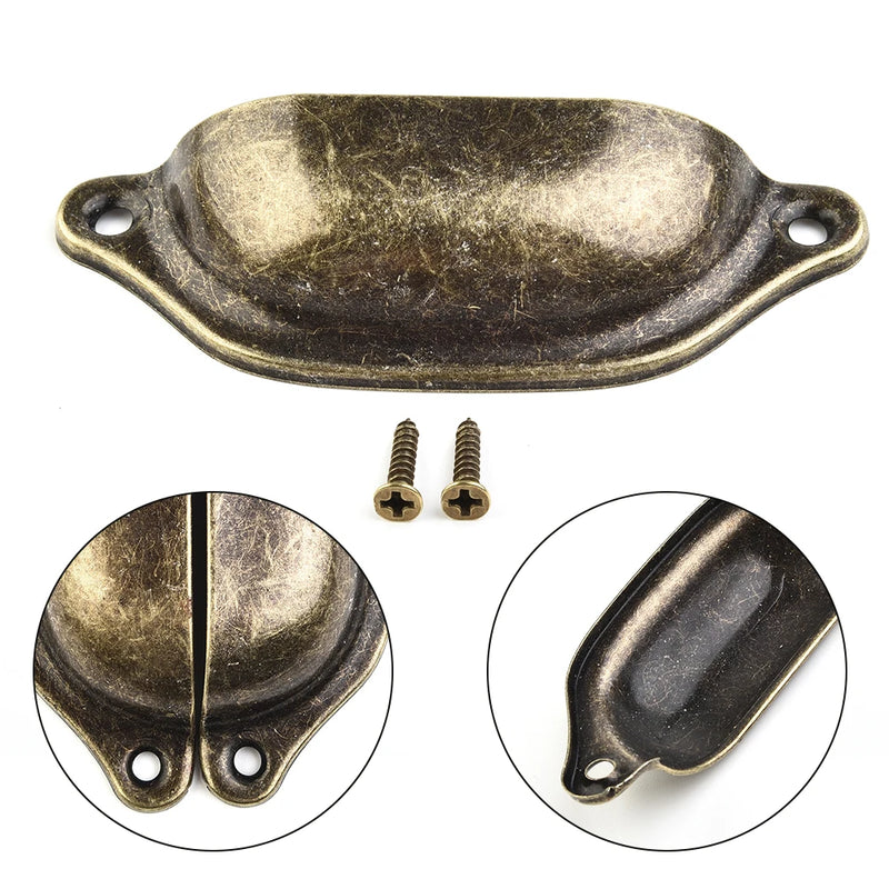 Poignée de Meuble Coquille Vintage Bronze, Lot de 10, 98 mm, vue 2