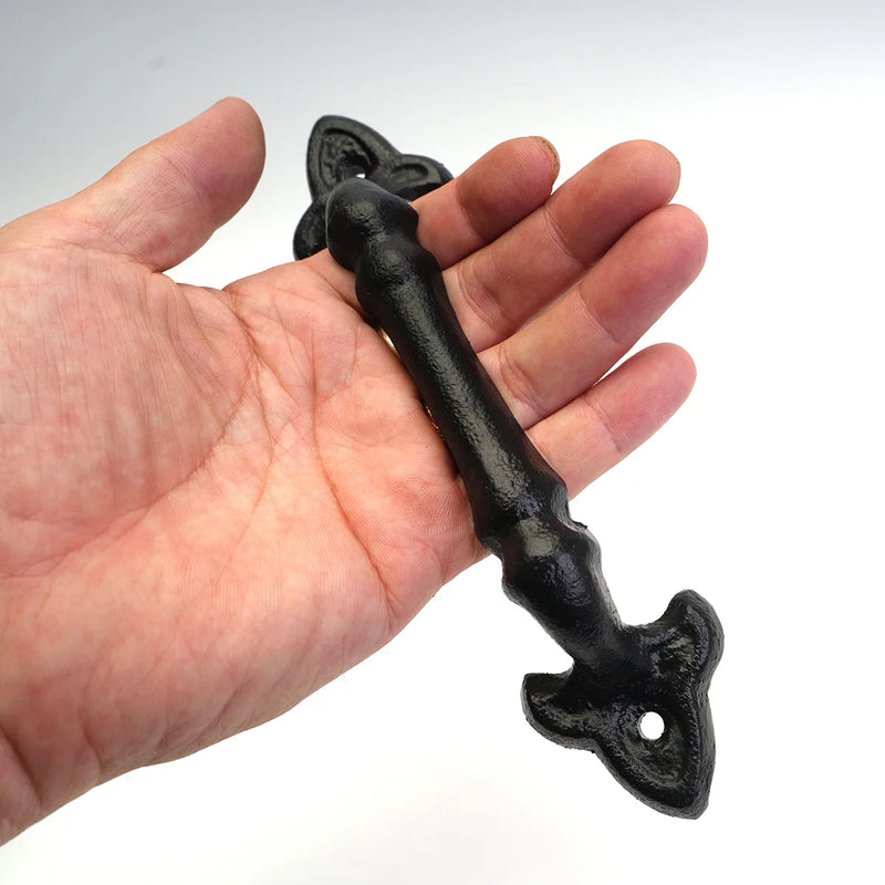 Poignée de Tirage en Fonte Noire Rustique, Fleur de Lys ou Barre à Boules, 170 à 185 mm, vue 3