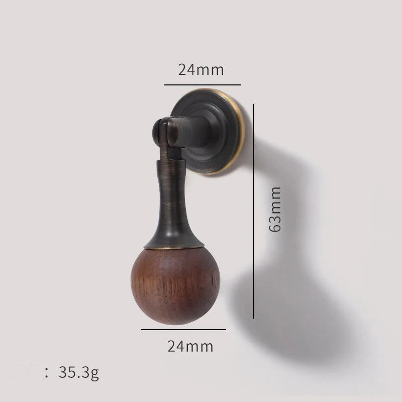Poignée de Meuble en Laiton et Boules de Noyer, Entraxe 96 à 192 mm, vue 14