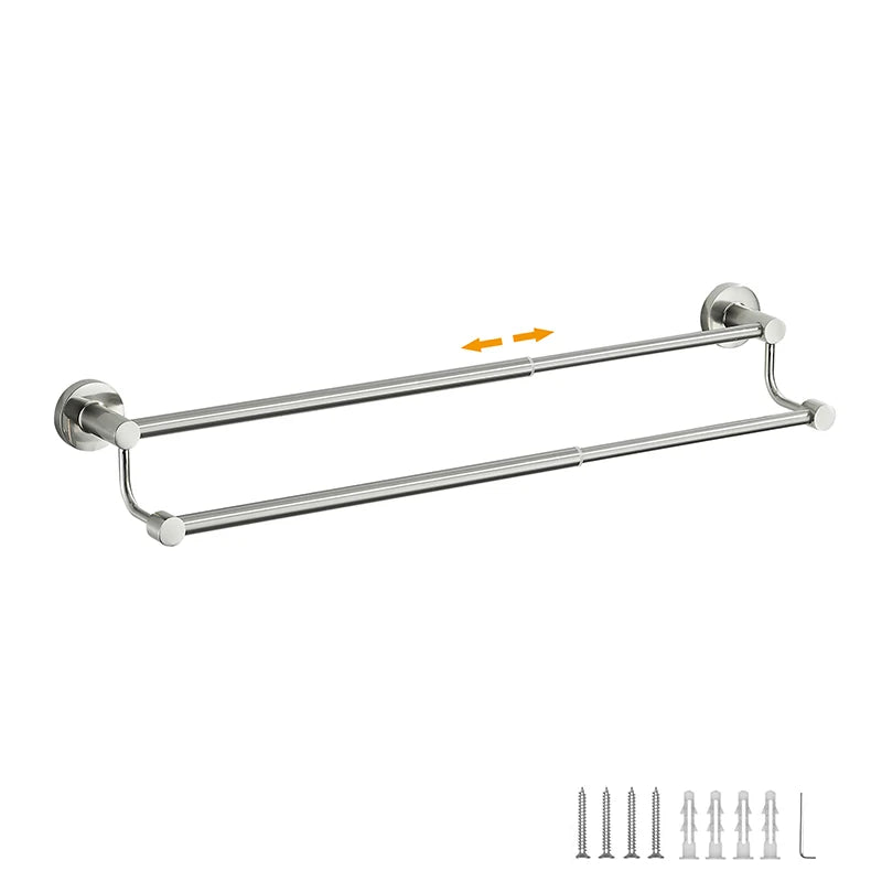 Porte-Serviettes Mural Télescopique Double Barre en Inox, 4 Finitions, vue 10