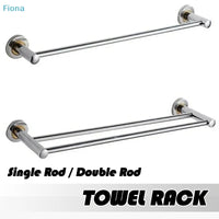 Porte-Serviettes Mural en Inox Chromé, Barre Simple ou Double, 50 ou 60 cm, vue 2
