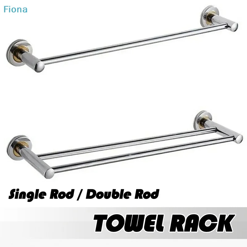 Porte-Serviettes Mural en Inox Chromé, Barre Simple ou Double, 50 ou 60 cm, vue 2