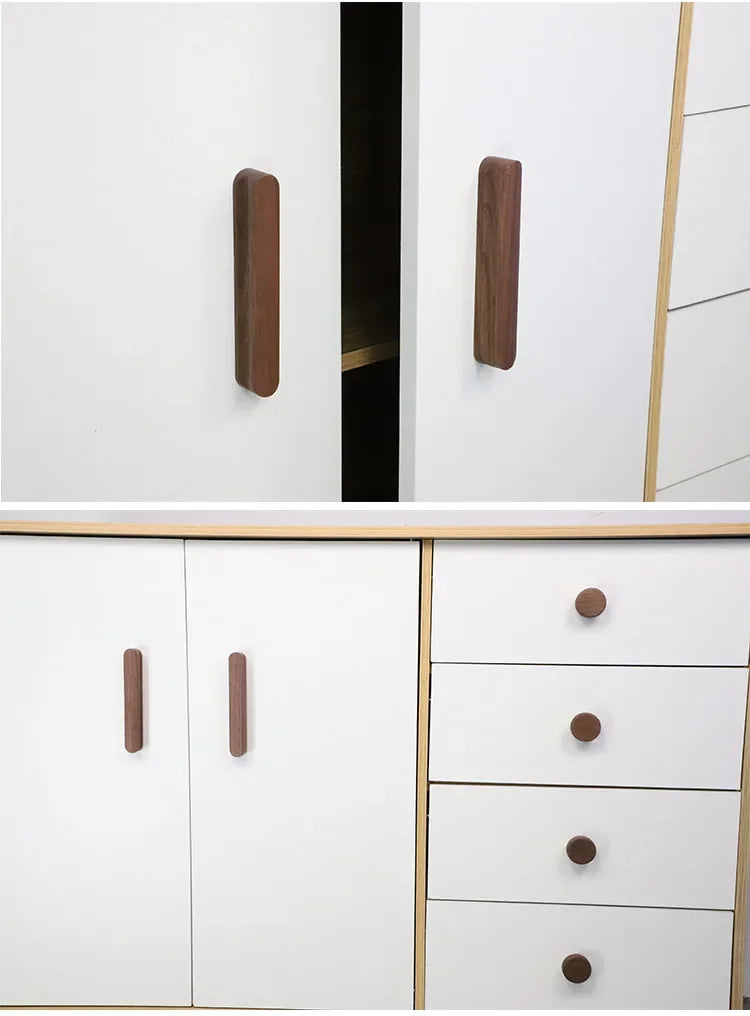 Poignée de Porte d'Armoire en Bois de Noyer, 5 Tailles