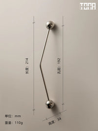 Poignée de Meuble Coudée en Laiton Massif, Argent Titane, 96 à 192 mm, vue 10