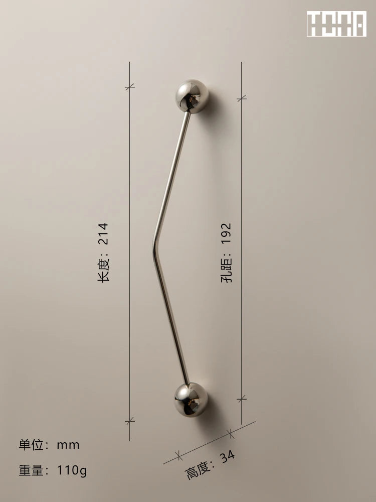 Poignée de Meuble Coudée en Laiton Massif, Argent Titane, 96 à 192 mm, vue 10