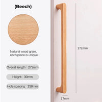 Poignée de Meuble en Bois Massif, Hêtre ou Noyer, Entraxe 96 à 256 mm, vue 7