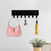 Porte-Clés Mural Noir en Métal, Barre à 6 Crochets, 22,6 cm, vue 6