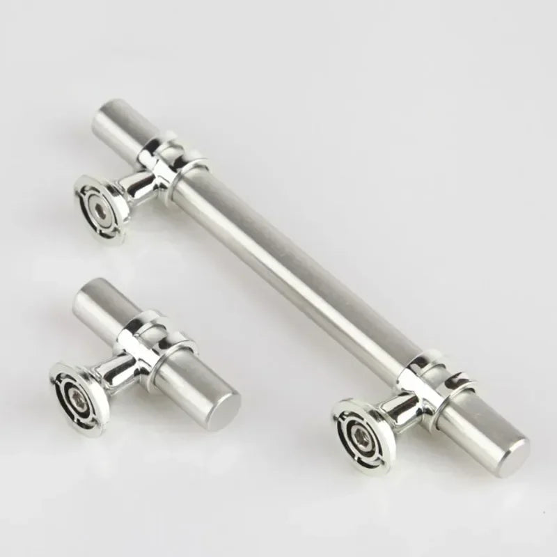 Poignée de Meuble en T en Inox Brossé, Lot de 5, Entraxe 128 ou 160 mm
