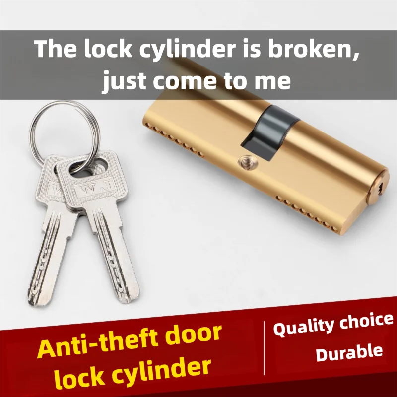 Cylindre de Porte Européen en Laiton, 65 à 100 mm, avec Clés, vue 3