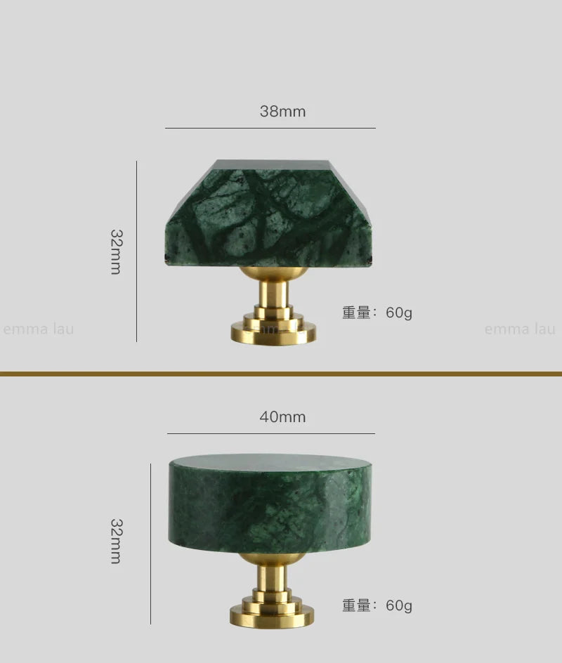 Bouton de Meuble en Marbre sur Socle Laiton, 5 Formes, vue 4
