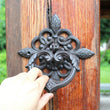 Heurtoir de Porte Ancien en Fonte à Patine Rustique, Anneau Ouvragé
