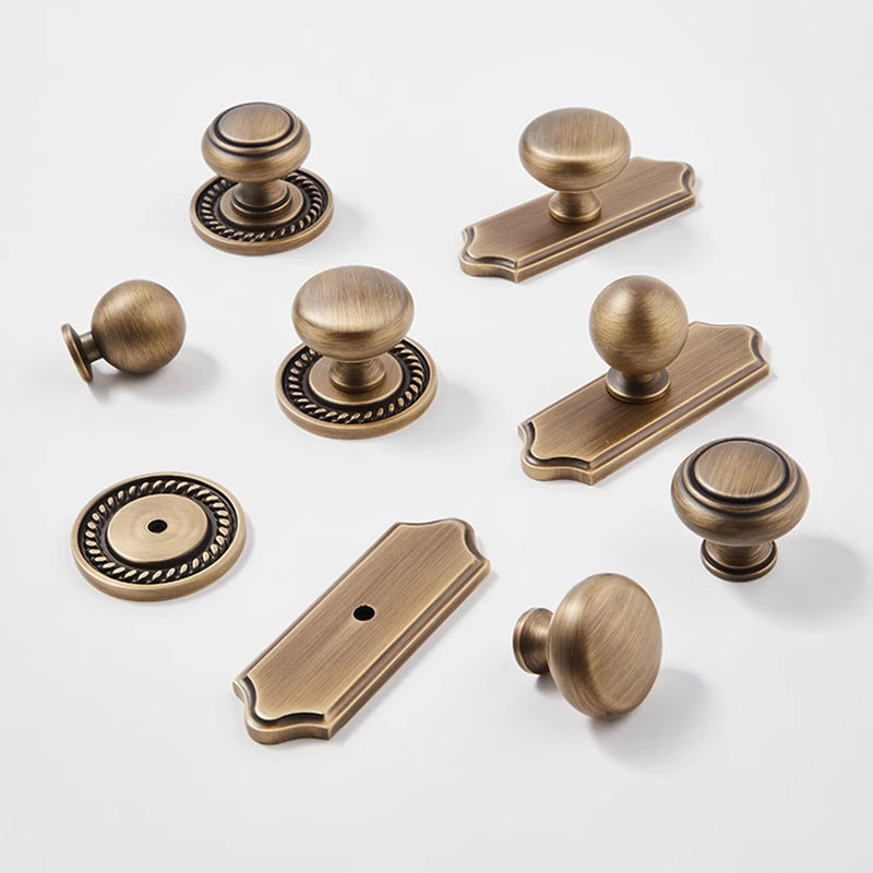 Bouton de Meuble en Laiton Bronze Antique, Plaque et Rosace à la Pièce, vue 2