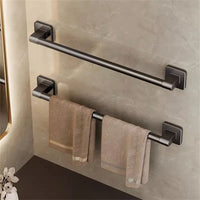 Porte-Serviettes Mural Sans Perçage en Aluminium Noir, Barre de 50 cm, vue 5