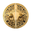 Poignée de Meuble Ronde en Laiton Ancien à Anneau, Paire de Demi-Plaques