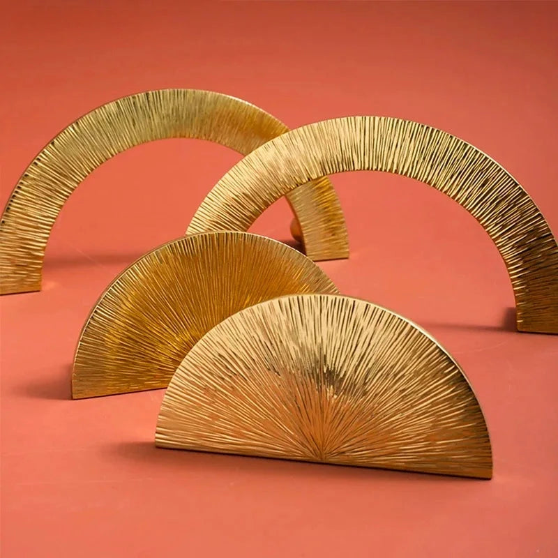 Bouton de Meuble Laiton Strié Doré ou Argenté, Poignée Arc ou Demi-Disque, vue 4