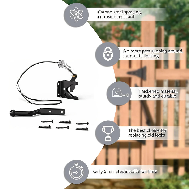 Loquet de Portail Automatique à Câble de Traction et Ressort, Acier Noir, vue 3