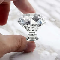 Bouton de Meuble Diamant Transparent, Base Chromée, Lot de 10 ou 20, vue 5